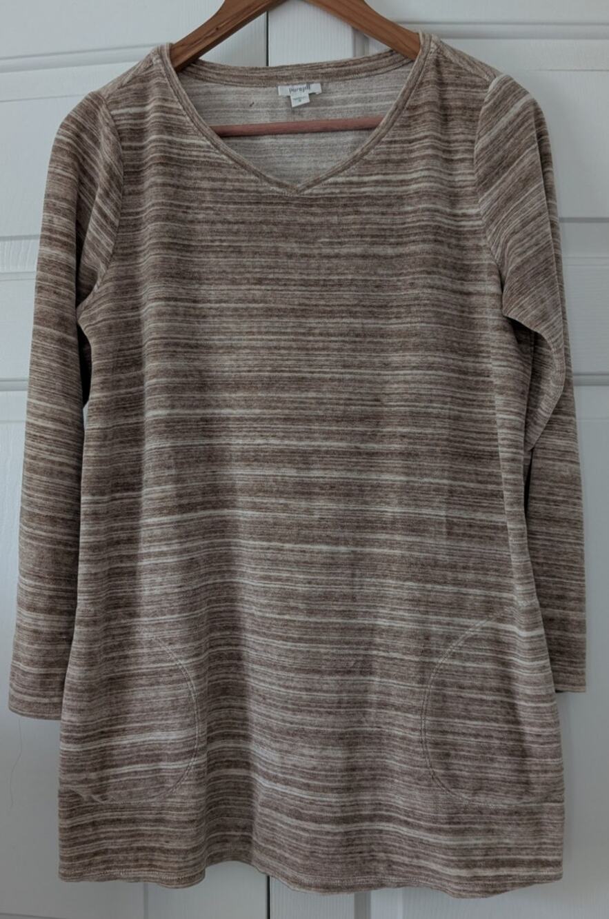 J.Jill Brown Striped Soft Cozy Tunic Top